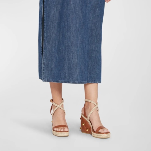 NIB $1150 Valentino Garavani Roman Stud Quilted Wedge Espadrilles in size 8/38! - Picture 4 of 15